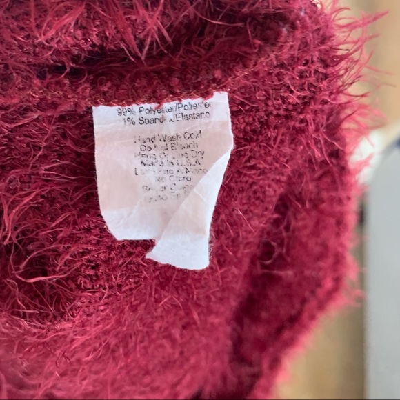 Fashion Nova red wine fuzzy cropped tie sweater - Picture 9 of 9